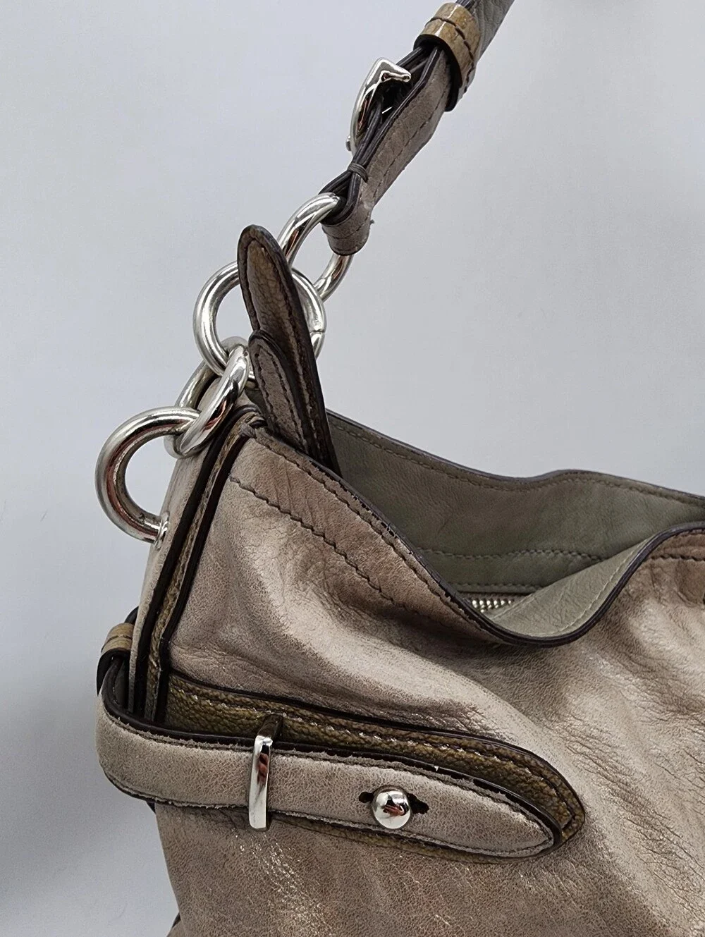 Coach Colette Metallic Leather Hobo Bag Gold Silver 16442 Y2K Vintage 2010